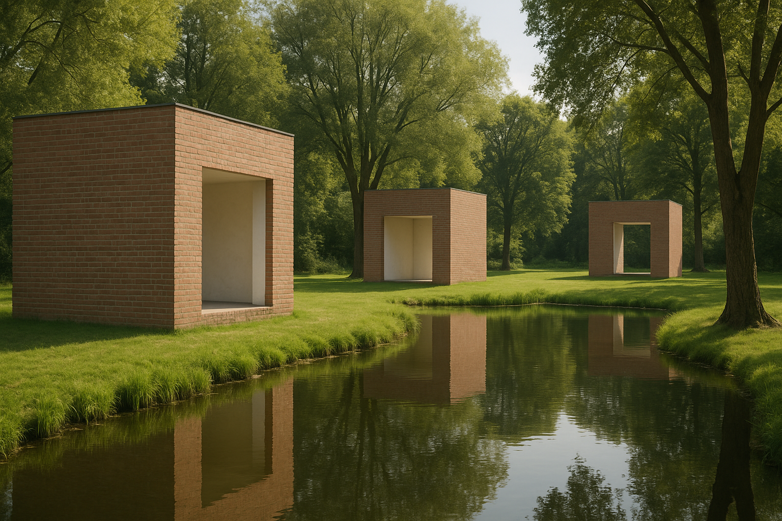 Museum Insel Hombroich - Minimalistische Backsteinpavillons in grüner Parklandschaft
